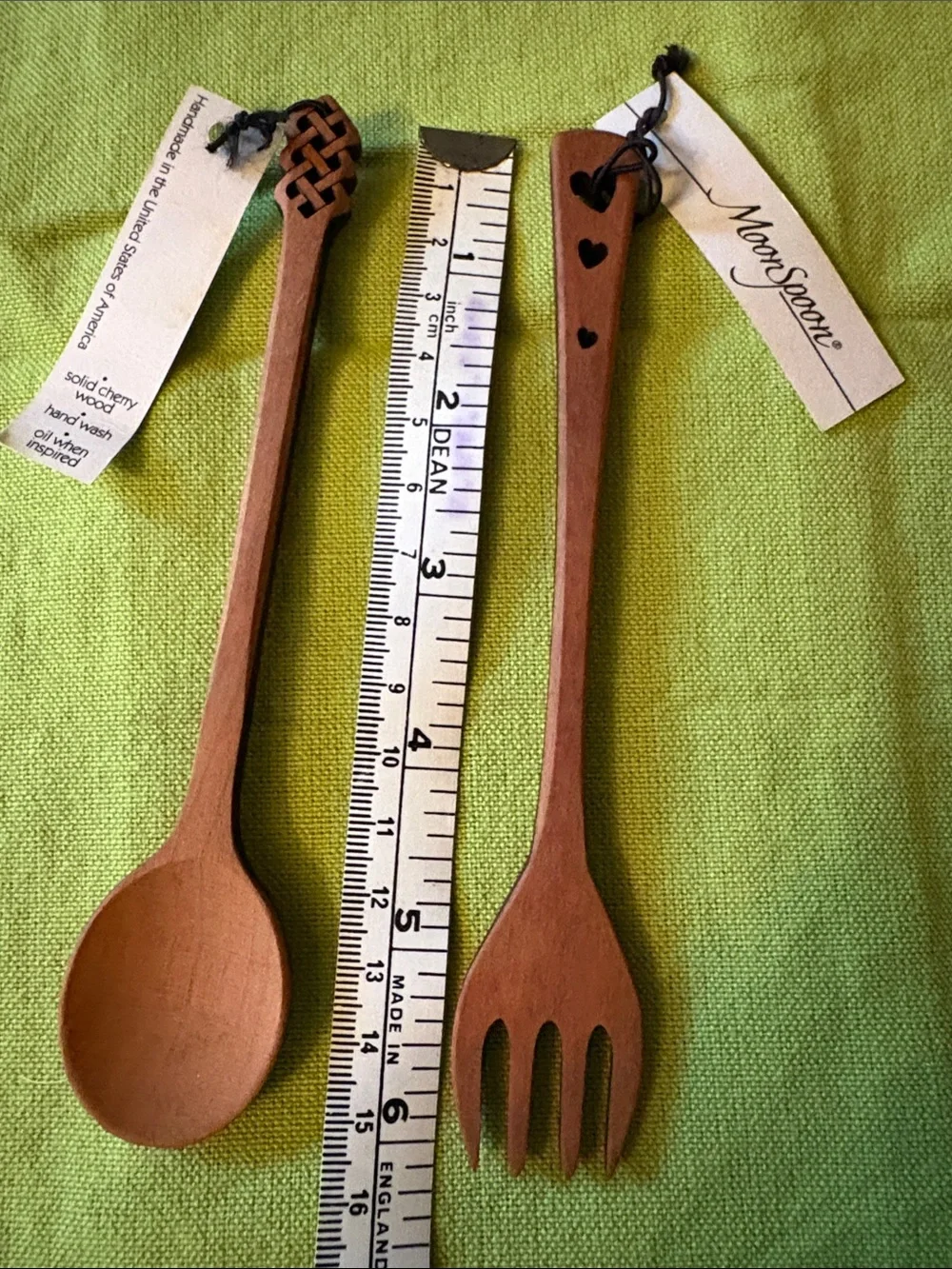 Solid Cherry Wood Spoon and Fork Set by MoonSpoon, Handmade in USA